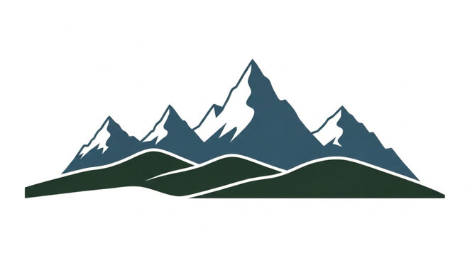 Majestic Mountain Range with Snow-Capped Peaks and Rolling Green Hills.