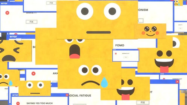 Emoji express digital distress through pop-up windows