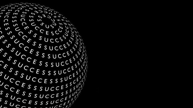 Digital sphere spins, formed from Success words