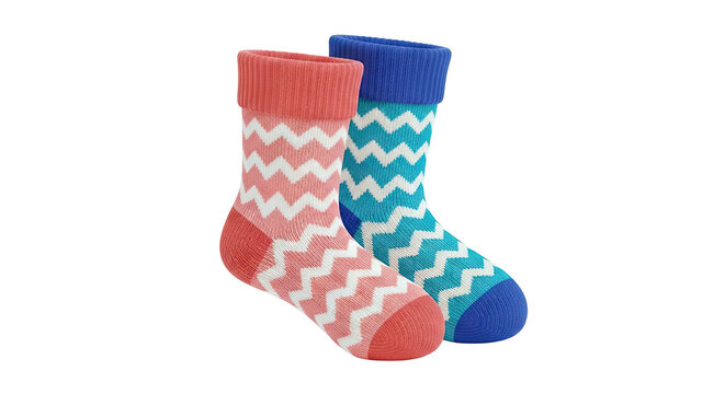 Pair of Zigzag Patterned Crew Socks