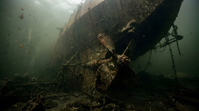 Dirty Rustic Propeller under water, made by Ai