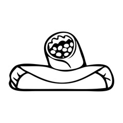 Restaurante de comida rápida. Logotipo con dibujo minimalista con líneas de burritos mexicanos  © teracreonte