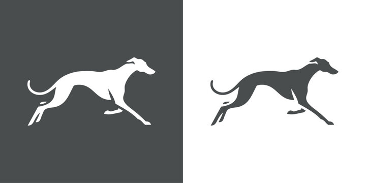Dibujo minimalista de la silueta de un galgo corriendo 