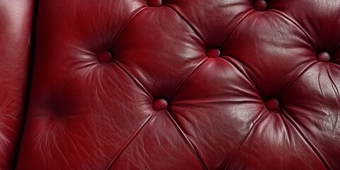 Naklejka premium Elegant Vintage Red Leather Chesterfield Sofa Texture Pattern Background for Upholstery Projects