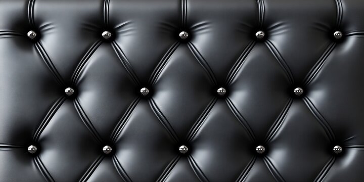 Elegant Textured Black Leather Upholstery Featuring Diamond Stitching and Button Accents for Luxury