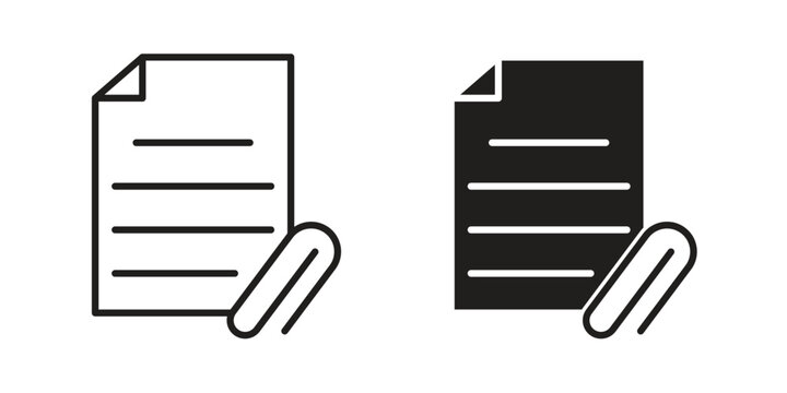 Attach document icon vector flat linear pack on white background