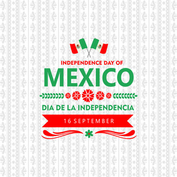 Mexico Independence Day banner with festive Mexican pattern ornaments. Perfect for Dia de la Independencia events, greeting, background and Mexican cultural designs. 