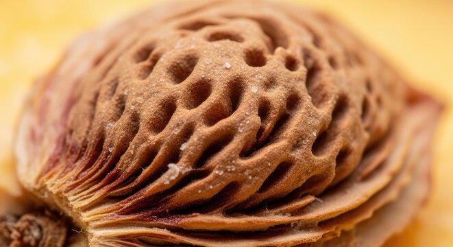 Close-up of a Peach Pits Textured Surface.