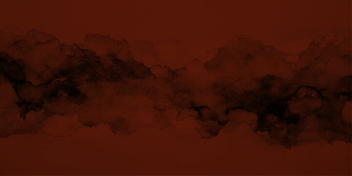 Abstract a dramatic and foreboding atmosphere. The deep red backdrop of the landscape, creates a sense of foreboding, The black clouds, and the interplay of color. 