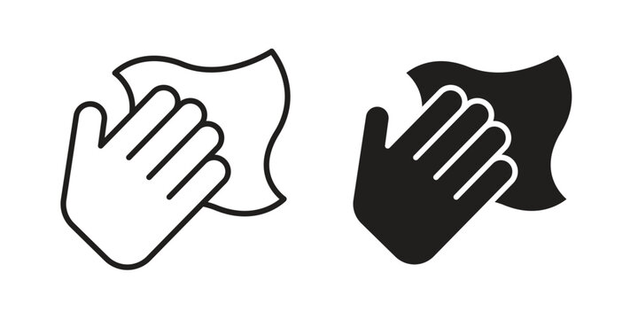 Cleaning cloth icon vector flat linear pack on white background