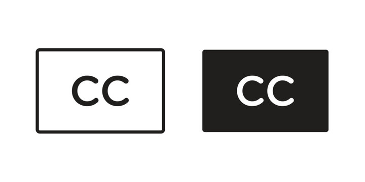 Closed caption icon vector flat linear pack on white background