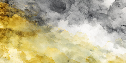 Abstract a harmonious watercolor composition in a landscape, where the fusion of dark hues and bright yellows creates a striking visual contrast. the painting showcases a dreamy atmosphere. © Graph Rover