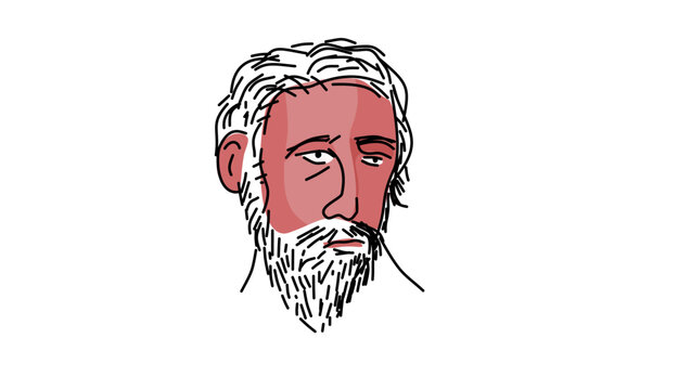 Diogenes the Cynic Portrait, flat vector illustration