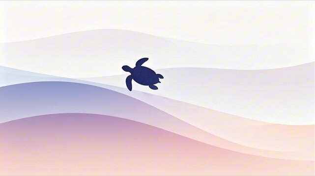 turtle silhouette emerging soft gradient waves abstract interpretation perfect for world turtle day