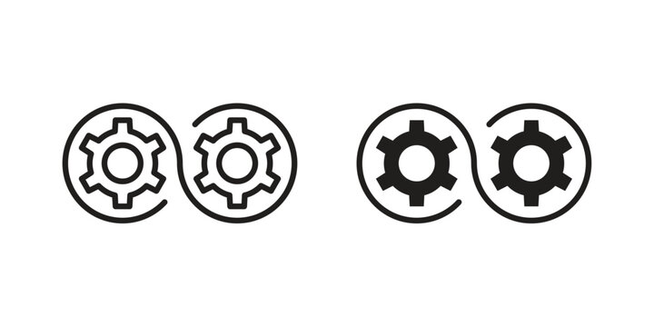 Dev ops icon vector flat linear pack on white background