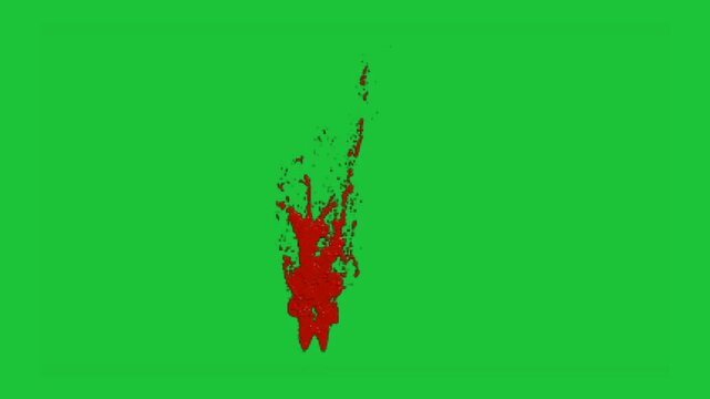 red liquid splatter rising upward on green background abstract fluid motion effect isolated chroma key video