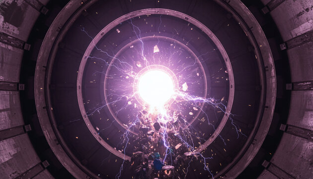 Industrial plasma gasification reactor arc destroying waste at extreme temperature