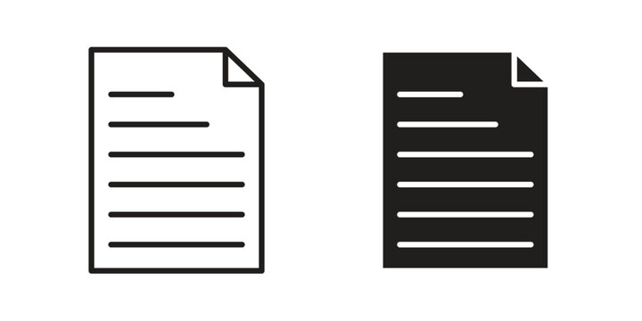 Document icon vector flat linear pack on white background