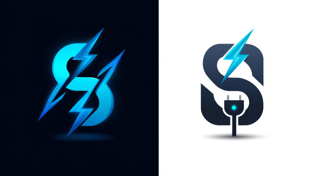Electric vehicle charging with letter S Lightning Bolt symbol logo vector design concept. EV charging logotype symbol for Electric Car, EV station, ui, business, infographic, web, clean energy, tech.