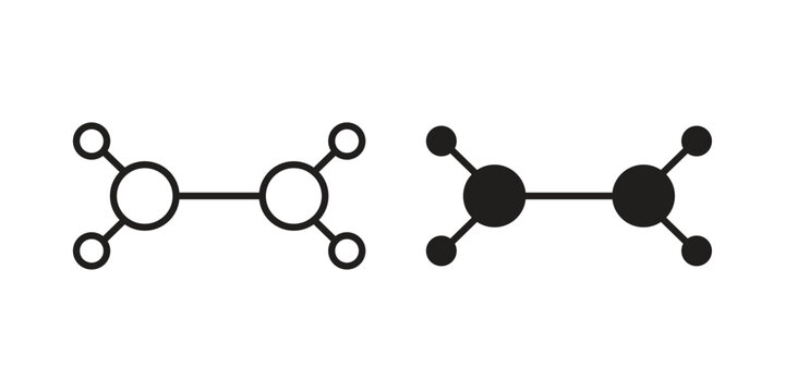 Ethylene molecule icon vector flat linear pack on white background