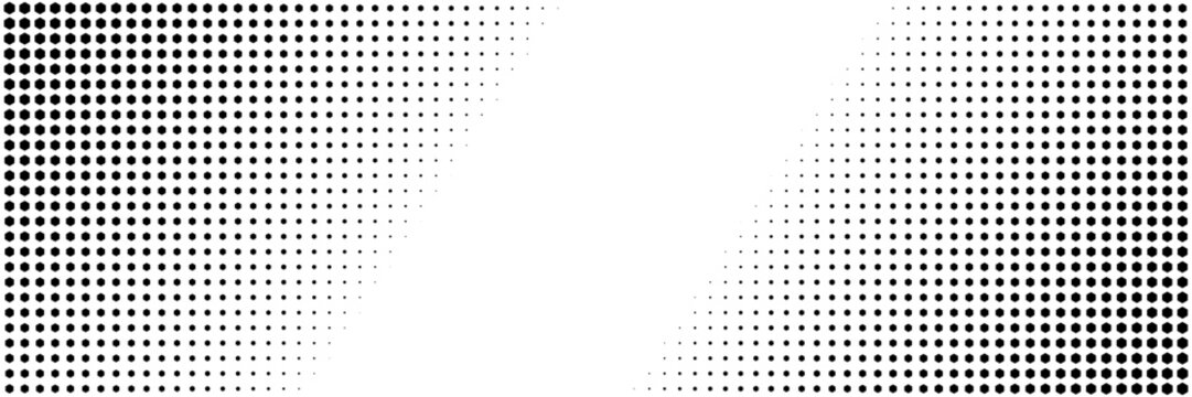 Retro comic book halftone dot gradient banner for manga screen tone and pop art background