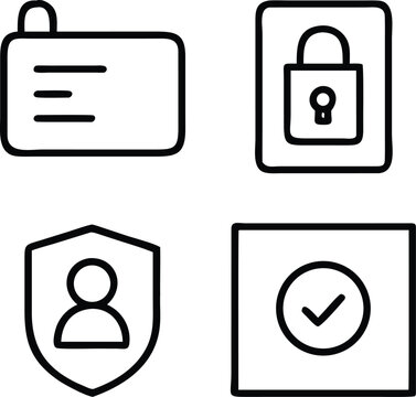 Elegant set of simple, minimalist icons related to secure data and personal privacy, perfect for interface design.