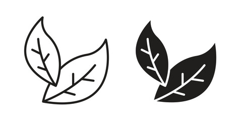 Naklejka premium Leaf icon vector flat linear pack on white background