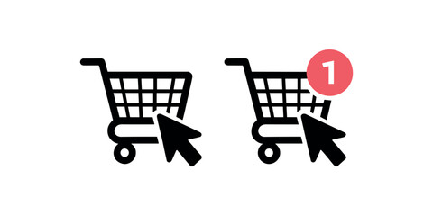 Add to Cart Icon Shopping Cart Cursor Click Notification Ecommerce UI Vector Set © Tania