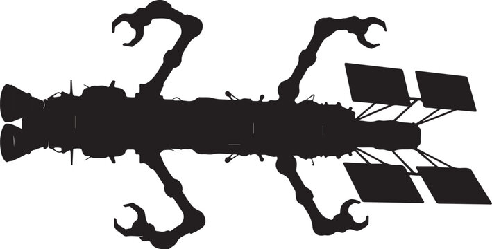 Black scorpion robotic illustration, futuristic insectoid machine, sci-fi creature design, vector silhouette
