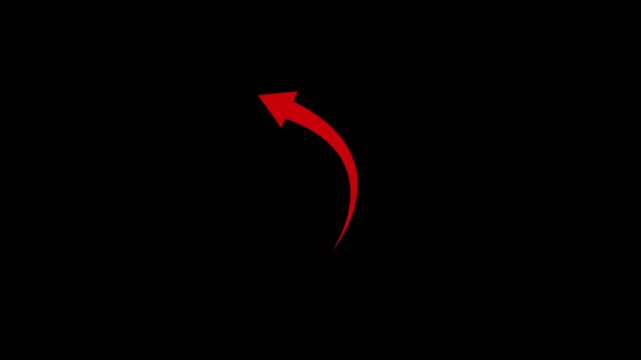 Abstract arrow growth chart of economy icon red color animated down to up arrow animation on  black background 4K video,