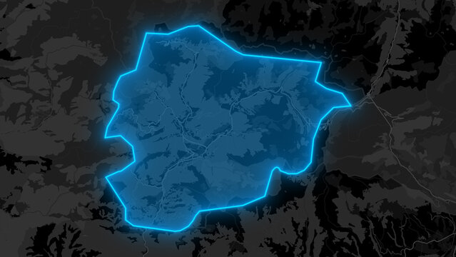 Stylized Blue Glow Map on Dark Background High Resolution Digital Graphic - Andorra