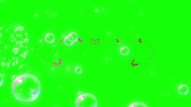A vibrant video of bubbles floating on a bright green background