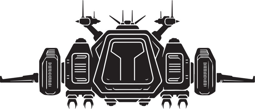 Futuristic spaceship, sci-fi vehicle, black and white illustration, futuristic transportation, spacecraft design