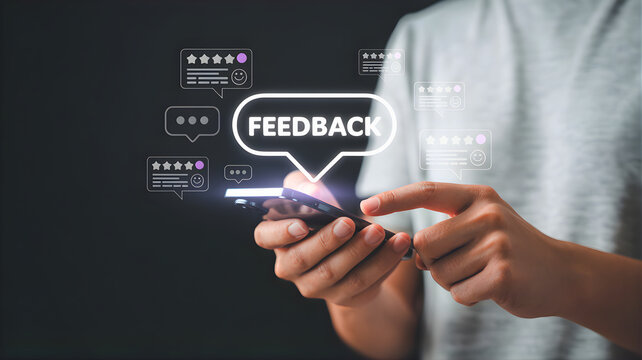 Customer feedback on mobile device, concept of service review and online rating