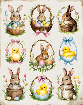 set of easter rabbits
