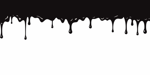 Fototapeta premium Abstract black liquid drips against a stark white background