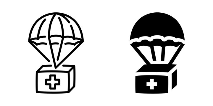 First Aid Box With Parachute Icon