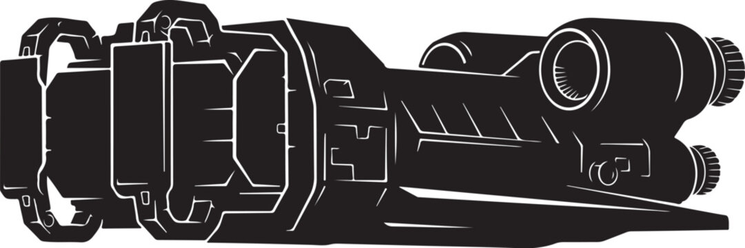 Industrial robotic arm, mechanical robotic arm, black vector illustration, industrial automation, robotics