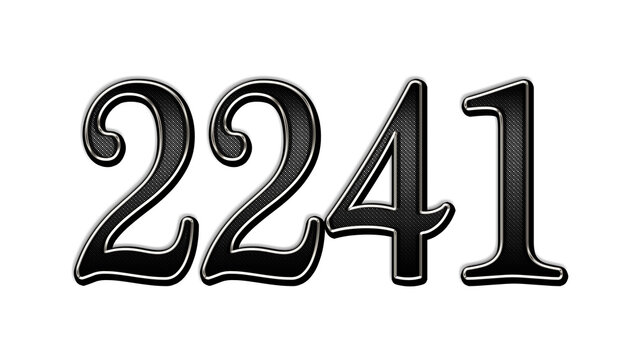 black metal 3d design of number 2241 on white background.