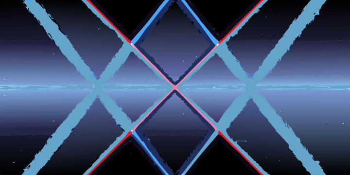 Abstract geometric pattern with intersecting blue and red diamond shapes
