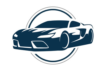 Naklejka premium Luxury Car Silhouette Vector, Premium Sports Vehicle Black Icon, Modern Automotive Design and White Background