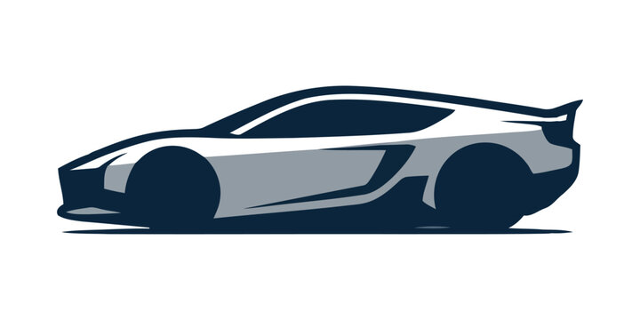 Luxury Car Silhouette Vector, Premium Sports Vehicle Black Icon, Modern Automotive Design and White Background