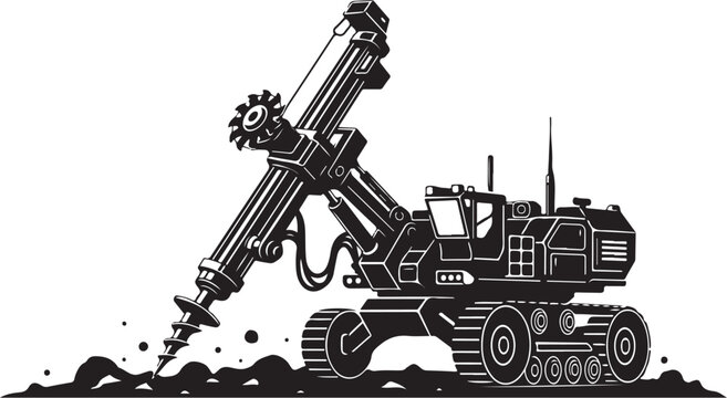 Drilling rig, heavy industry, construction equipment, vector illustration