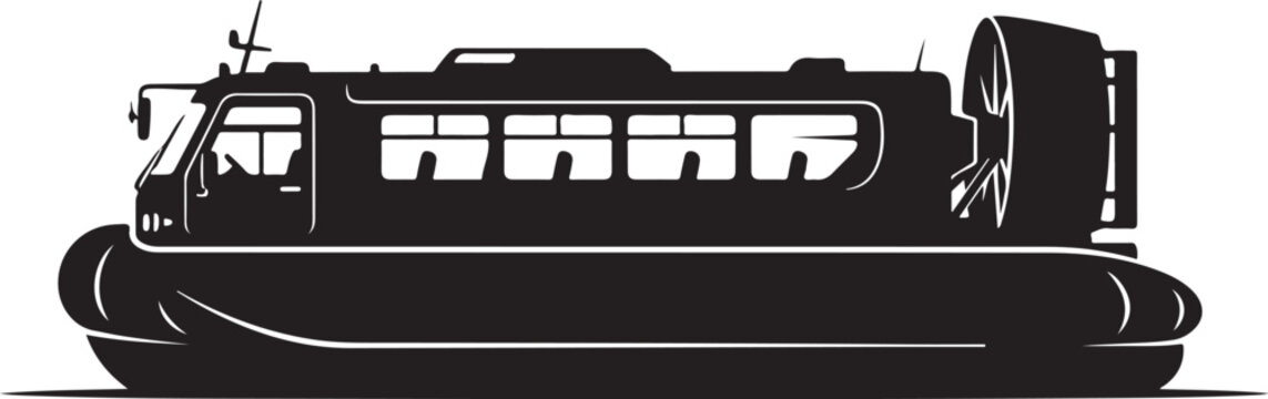 Black hovercraft, side view, vector illustration, transportation, vehicle