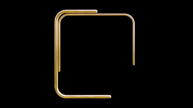 Golden square frame animation isolated on black background elegant minimal border design loop modern style