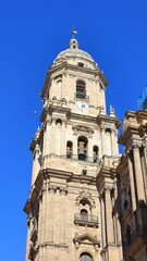 Obraz premium The North tower of the Cathedral of Malaga. The cathedral was constructed between 1528 and 1782 although the south tower was never completed.