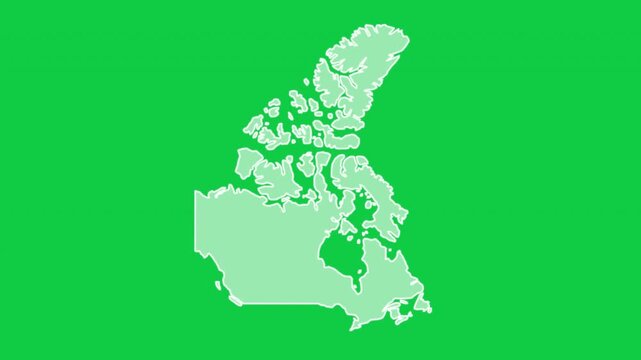 Canada map glow outline animation green background