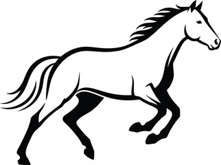 Obraz premium Silhouette powerful horse galloping gracefully across open field vector illustration