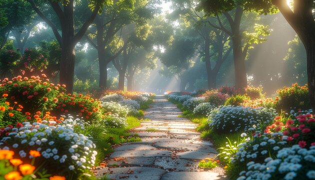 Serene Park Relaxation Is A Mindful Blend Of Motion And Stillness, With The Vibrant Green Scenery Enhancing The Tranquility