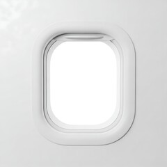 Obraz premium Airplane Window Blank White Mockup Frame Isolated on Clean Background for Travel Branding